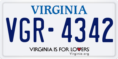 VA license plate VGR4342