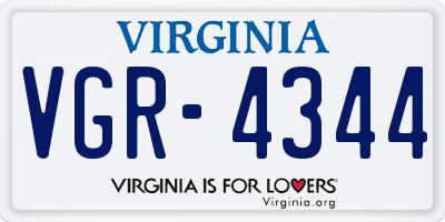 VA license plate VGR4344