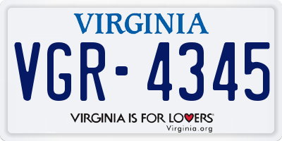 VA license plate VGR4345