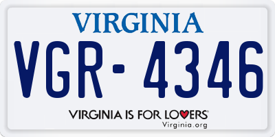 VA license plate VGR4346