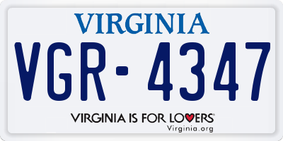 VA license plate VGR4347