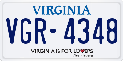 VA license plate VGR4348