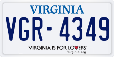 VA license plate VGR4349