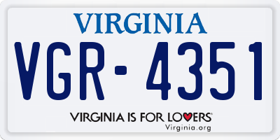 VA license plate VGR4351