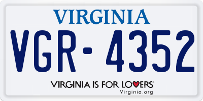 VA license plate VGR4352