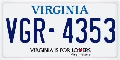 VA license plate VGR4353