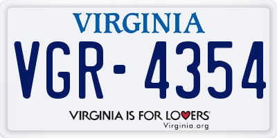 VA license plate VGR4354