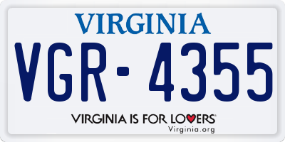 VA license plate VGR4355