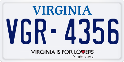 VA license plate VGR4356