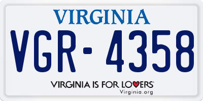 VA license plate VGR4358
