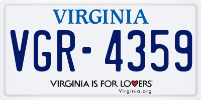 VA license plate VGR4359
