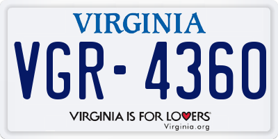 VA license plate VGR4360