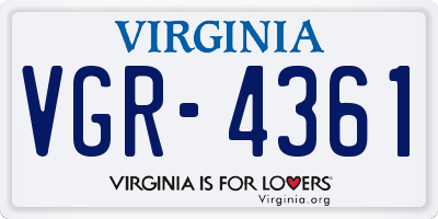 VA license plate VGR4361