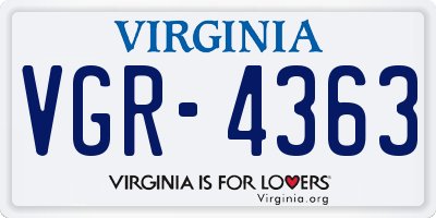 VA license plate VGR4363