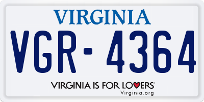 VA license plate VGR4364