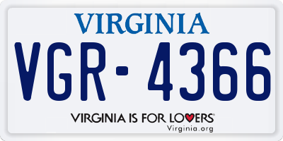 VA license plate VGR4366