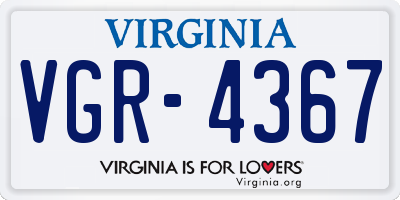 VA license plate VGR4367