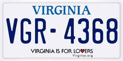 VA license plate VGR4368