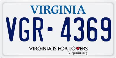 VA license plate VGR4369