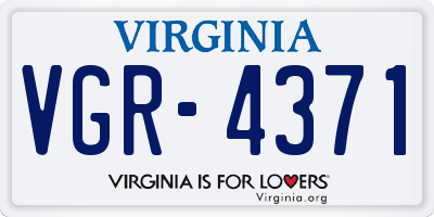 VA license plate VGR4371