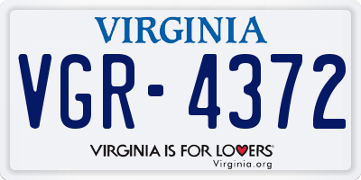 VA license plate VGR4372