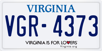 VA license plate VGR4373