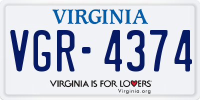 VA license plate VGR4374