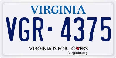 VA license plate VGR4375