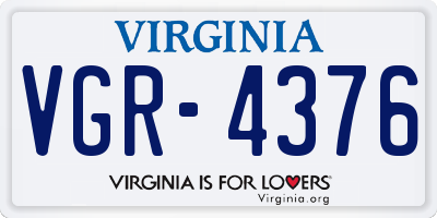 VA license plate VGR4376