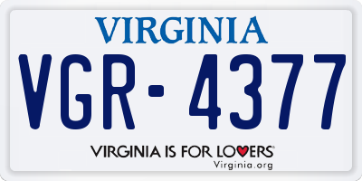 VA license plate VGR4377