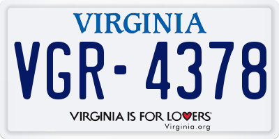 VA license plate VGR4378