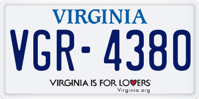 VA license plate VGR4380