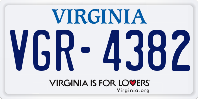 VA license plate VGR4382