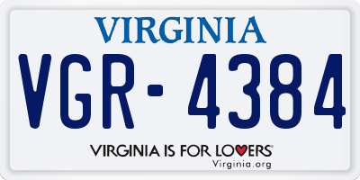 VA license plate VGR4384