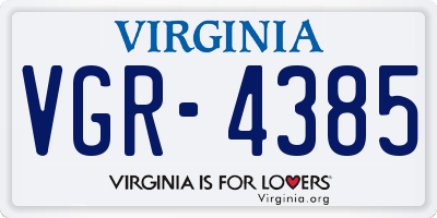 VA license plate VGR4385