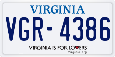 VA license plate VGR4386