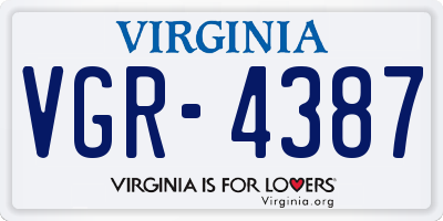 VA license plate VGR4387