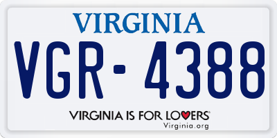 VA license plate VGR4388