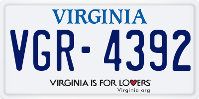 VA license plate VGR4392