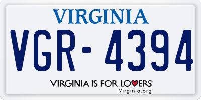 VA license plate VGR4394