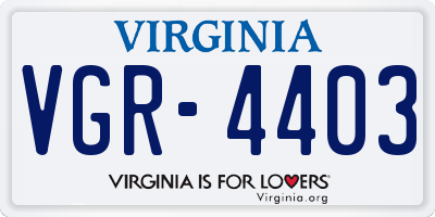 VA license plate VGR4403