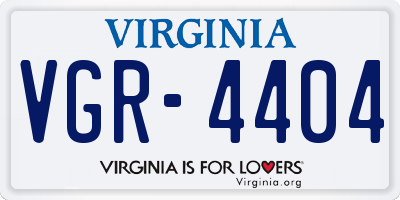 VA license plate VGR4404