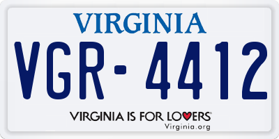 VA license plate VGR4412