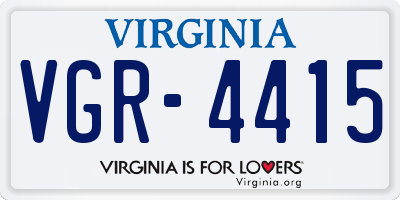 VA license plate VGR4415