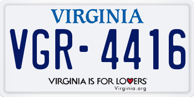 VA license plate VGR4416