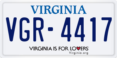 VA license plate VGR4417