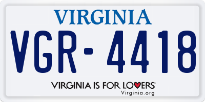 VA license plate VGR4418