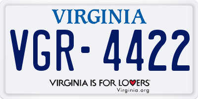VA license plate VGR4422