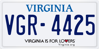 VA license plate VGR4425