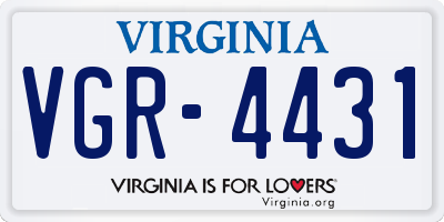 VA license plate VGR4431